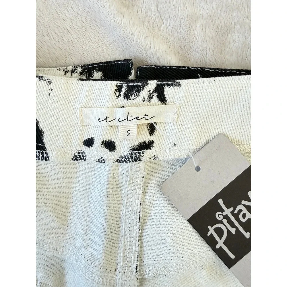 NWT Et Clet Cow Print Denim Mini Skirt Western Y2K Boutique Size‎ S